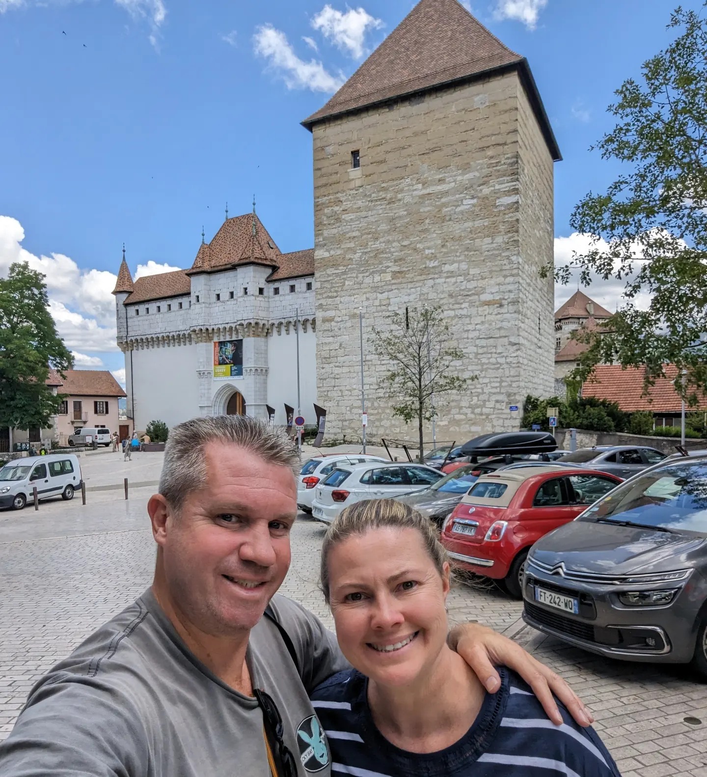 Tim & Jody at a castle on the road