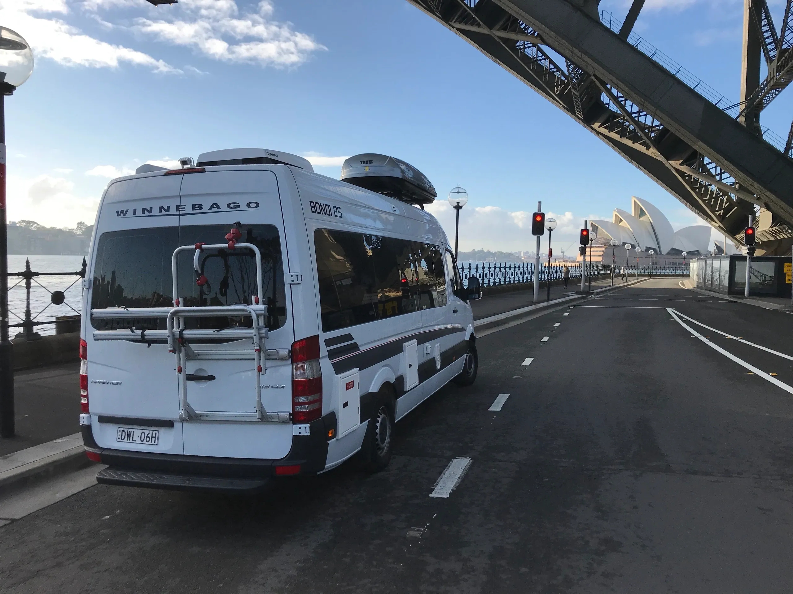 Winnebago at Sydney Harbour with Opera House